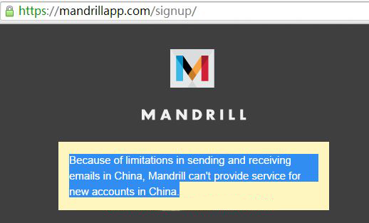 Mandrill无法注册页面